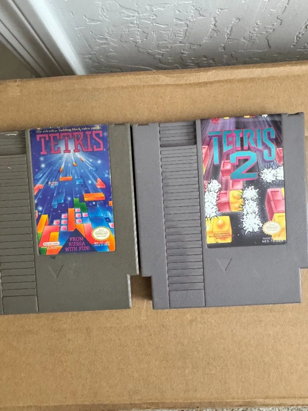 Nintendo NES Tetris & Tetris 2 Authentic Tested Working Game Lot Bundle